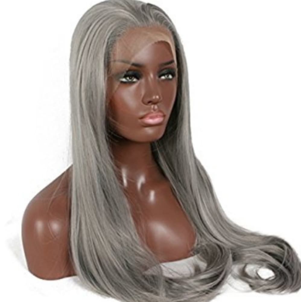 Dark Gray Straight Beauty Lace Front Wig - Thumbnail 2