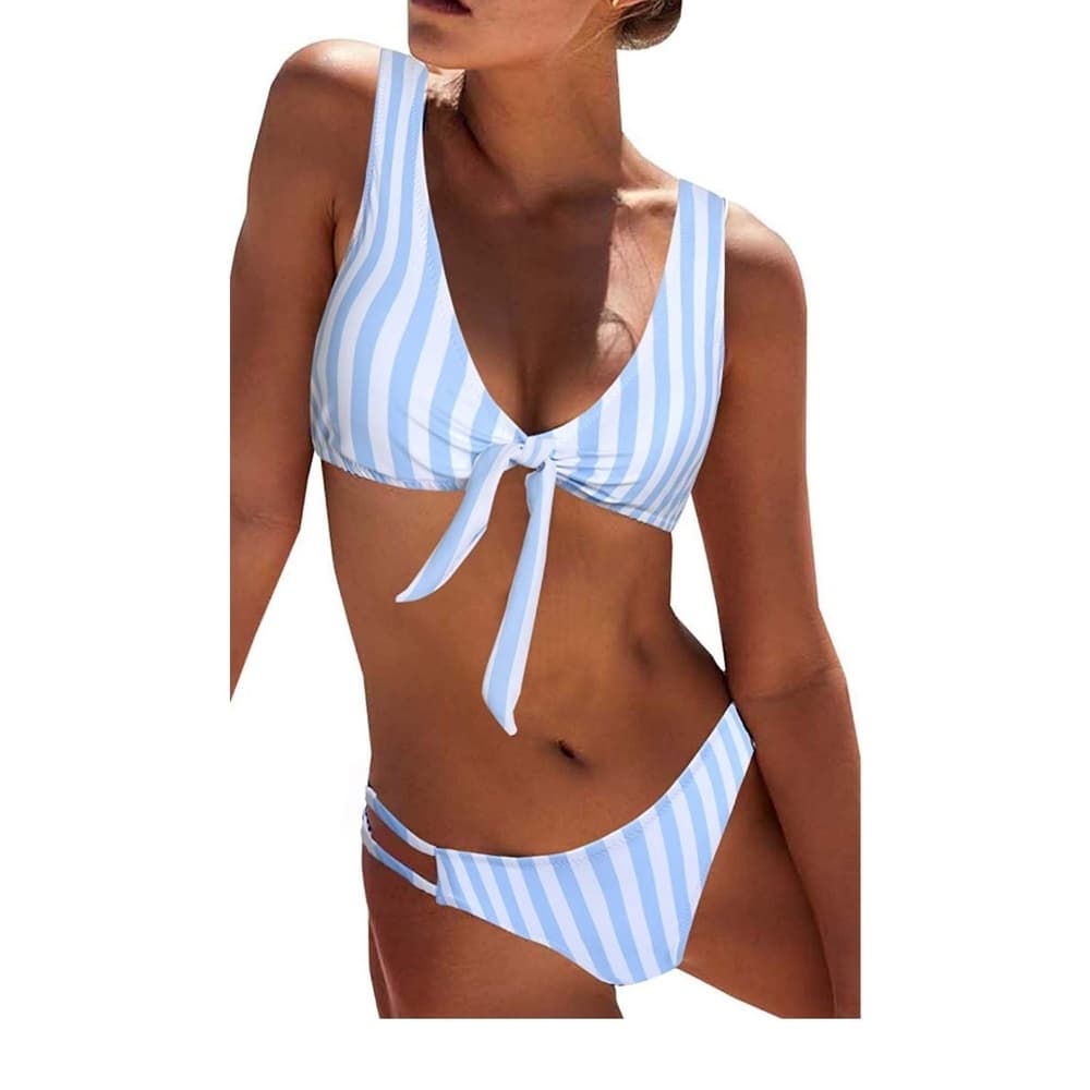 Beautiful Two Piece Striped Bikini - Thumbnail 5