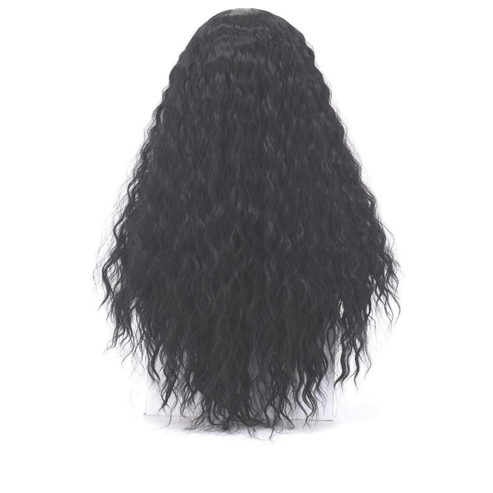 Black Curly Wavy Lace Front Wig - Thumbnail 3