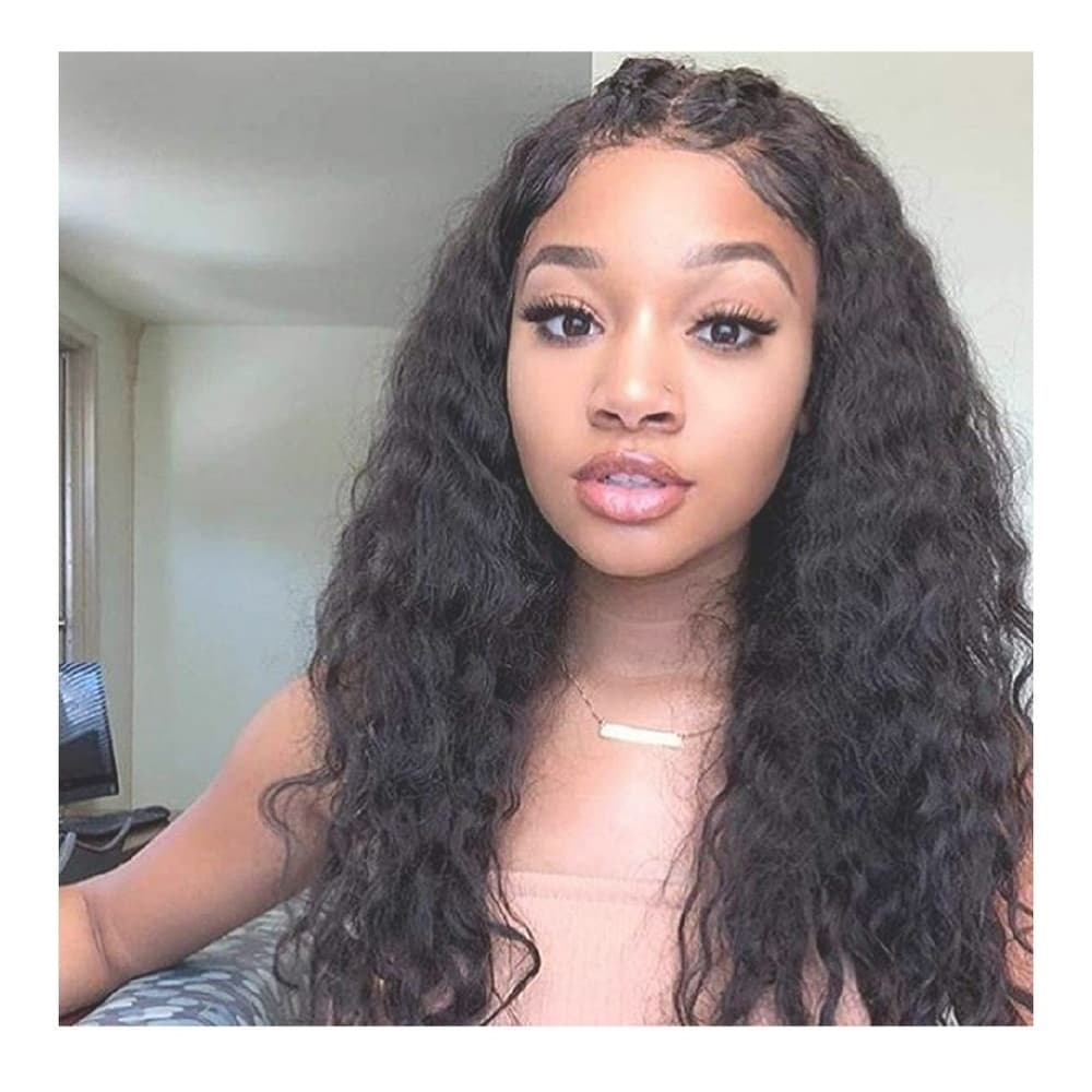 Black Curly Wavy Lace Front Wig - Thumbnail 7