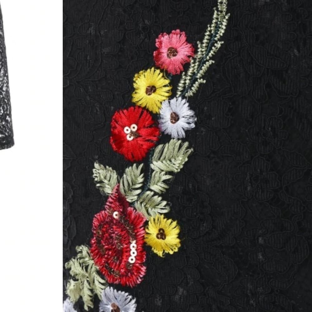 Embroidered Lace Mini Bodycon Dress - Thumbnail 5