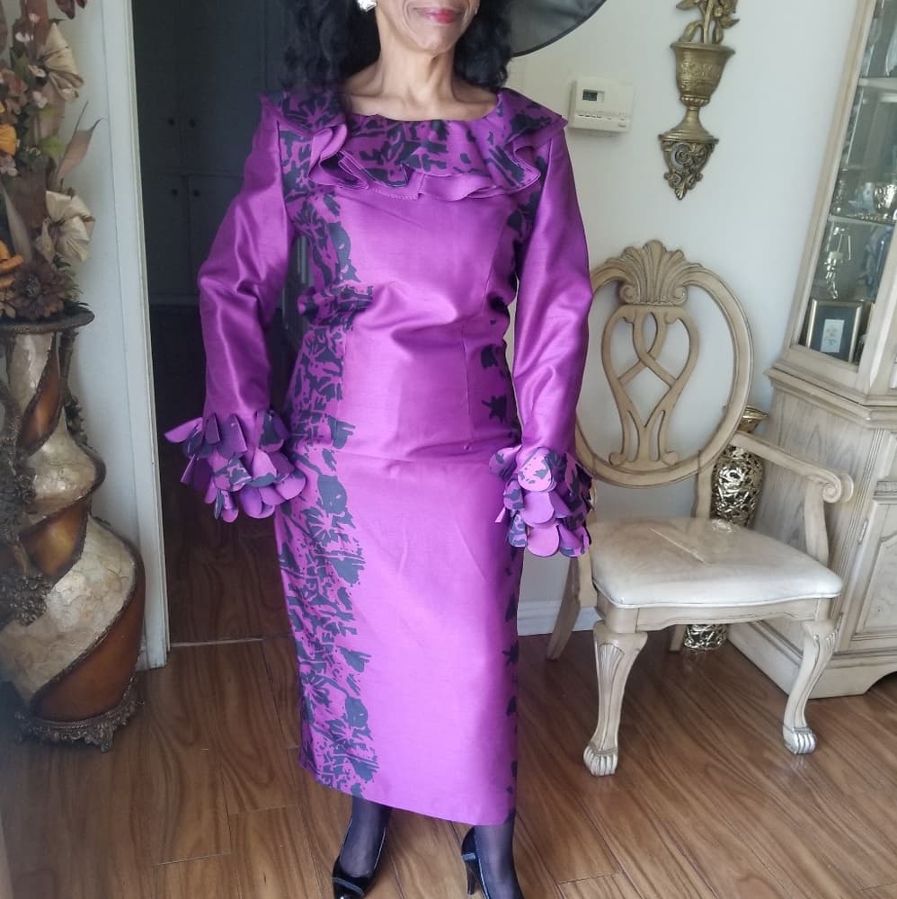 Purple Flower Beauty Dress Size 8 - Thumbnail 7