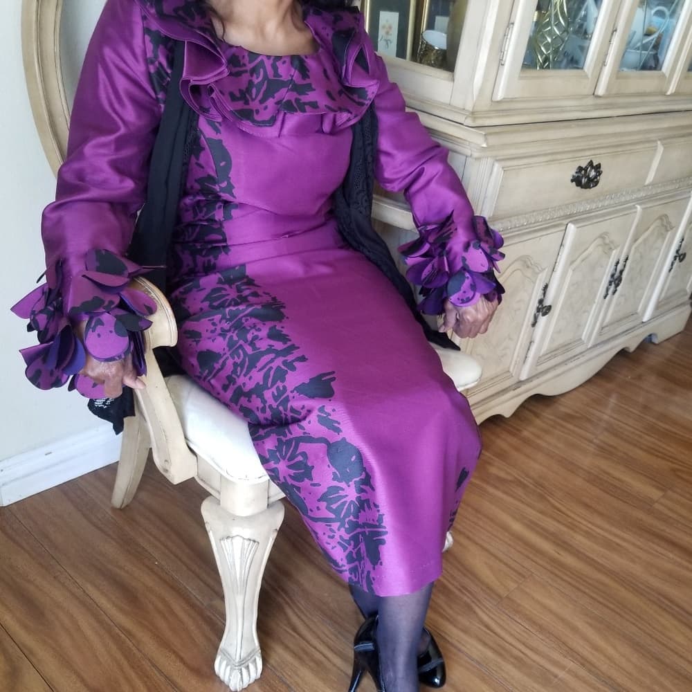 Purple Flower Beauty Dress Size 8 - Thumbnail 6