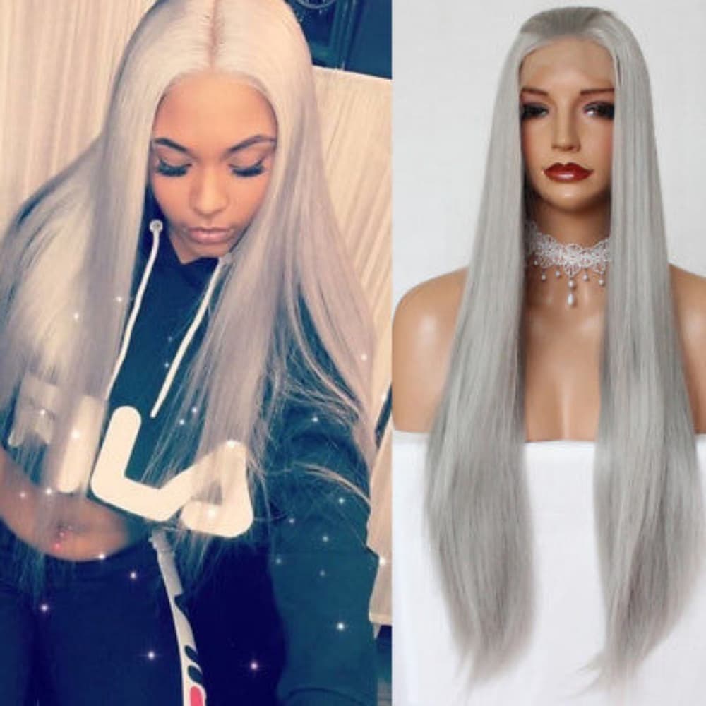 Silver Gray Beauty Lace Front Wig - Thumbnail 3