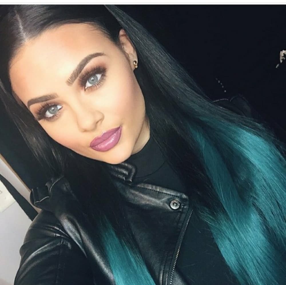Black Green Ombre LaceFront Wig 22-24inches