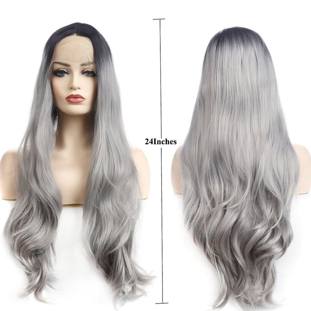 Ombre Black Gray Lace Front Wig