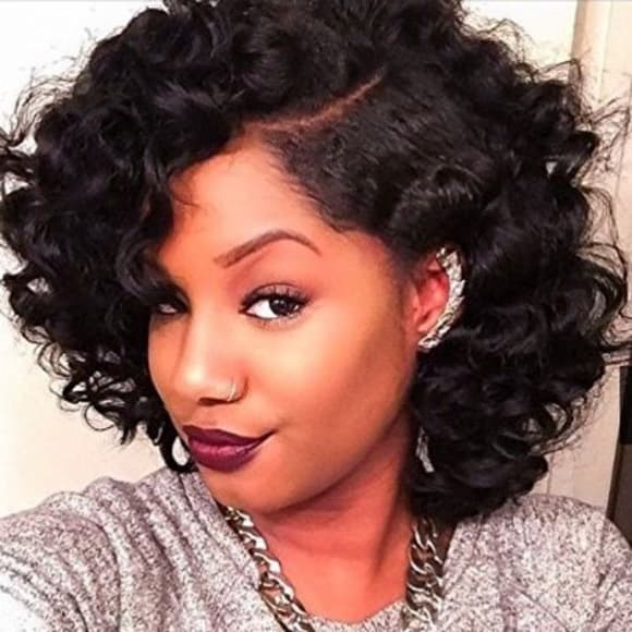 Curly Human hair Lace Front Wig - Thumbnail 6