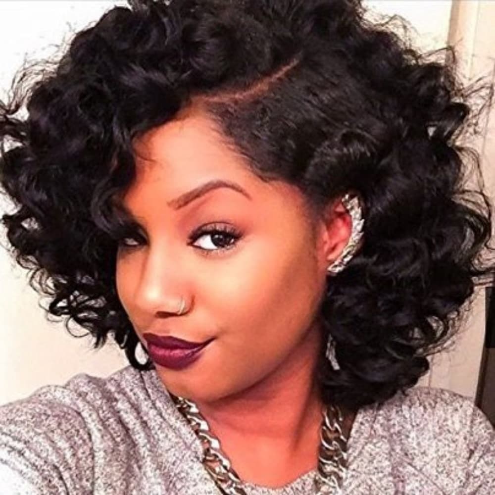 Curly Human hair Lace Front Wig - Thumbnail 5