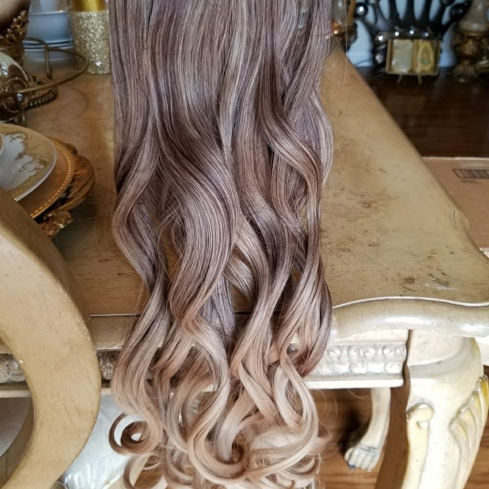 Ombre light Brown to Blonde Clip in Extension - Thumbnail 2