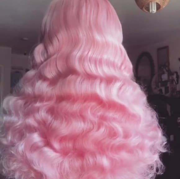 Pink Wavy Beauty Lace Front Wig - Thumbnail 2