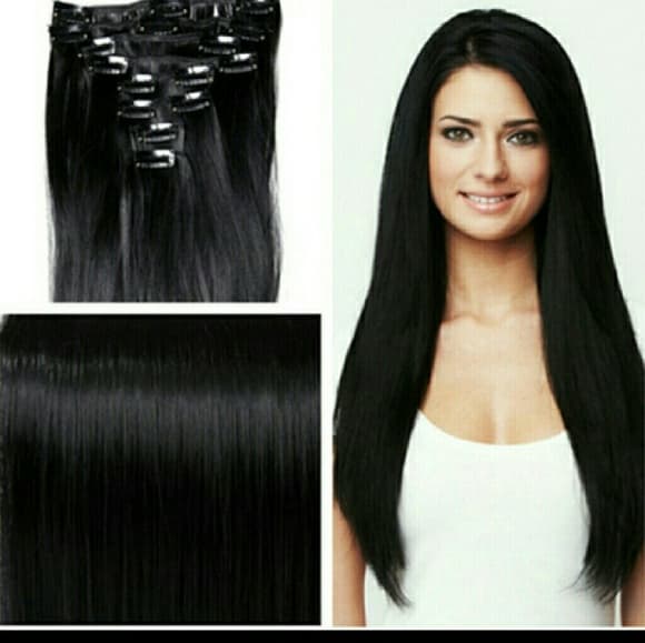 Black Full Head Clip In Extension 24 inches!! - Thumbnail 2