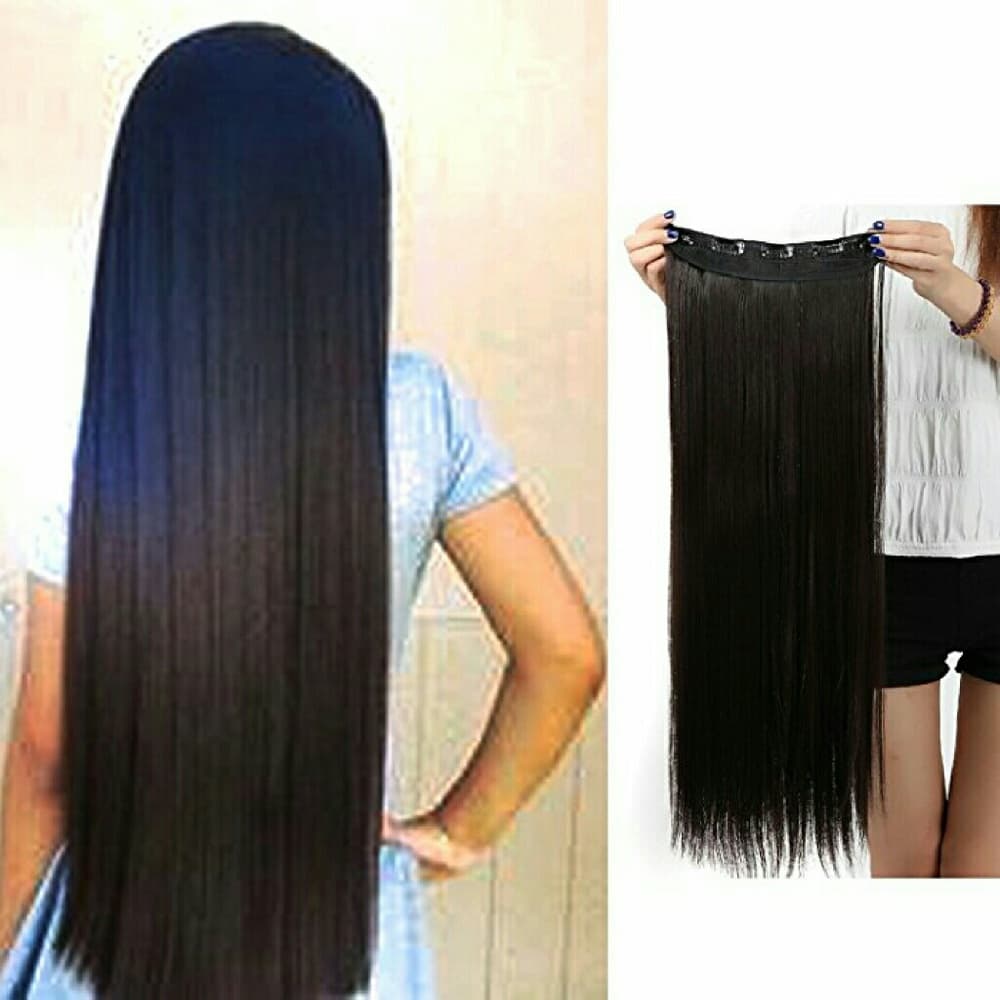 Black One Piece Clip In Extension 24-26 inch - Thumbnail 4
