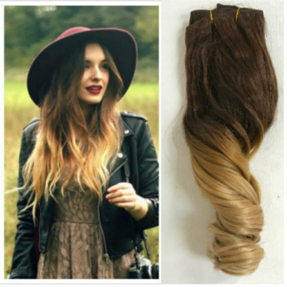 Brown Blonde Ombre Full Head Clip in Extension - Thumbnail 5