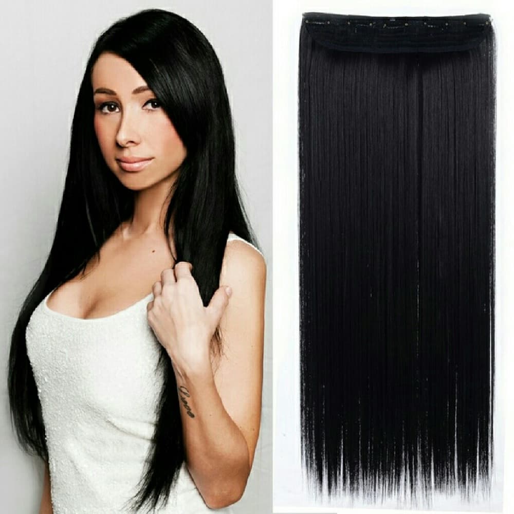 Black One Piece Clip In Extension 24-26 inch - Thumbnail 2