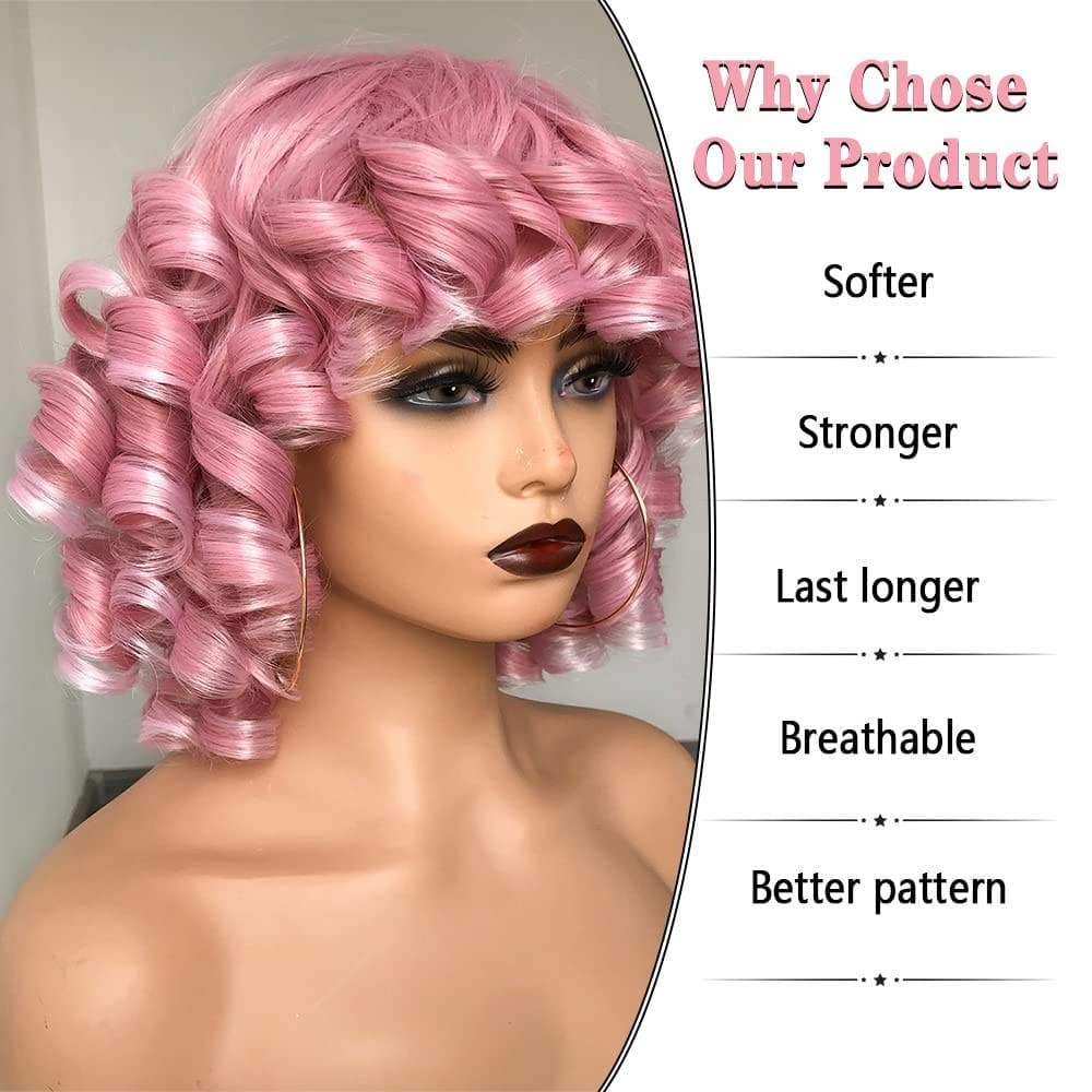 Pink Wavy Full Wig - Thumbnail 2