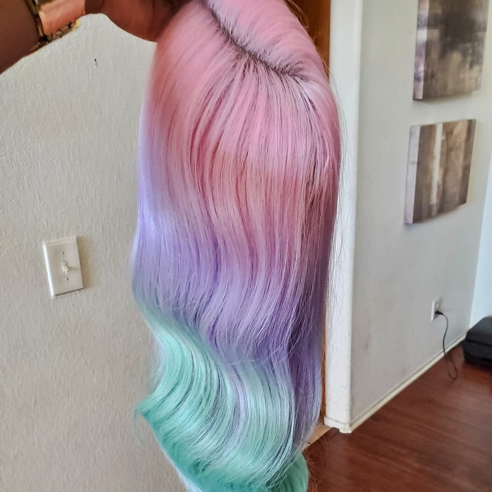 Rainbow Beauty Wavy Lace Front Wig - Thumbnail 8