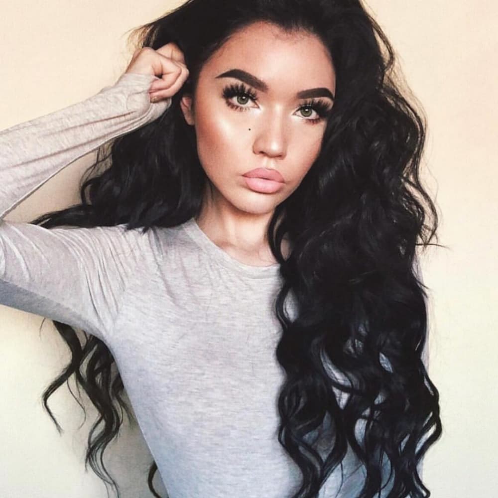 Black Wavy Full Head Clip in Extension - Thumbnail 4