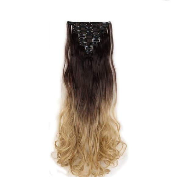 Dark Brown Ash Blonde Clip in Extension - Thumbnail 2
