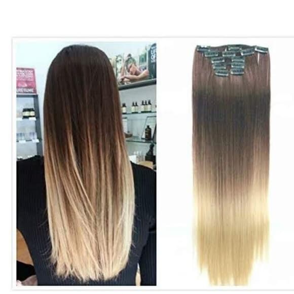 Brown Blonde Full Head clip in Extension - Thumbnail 3
