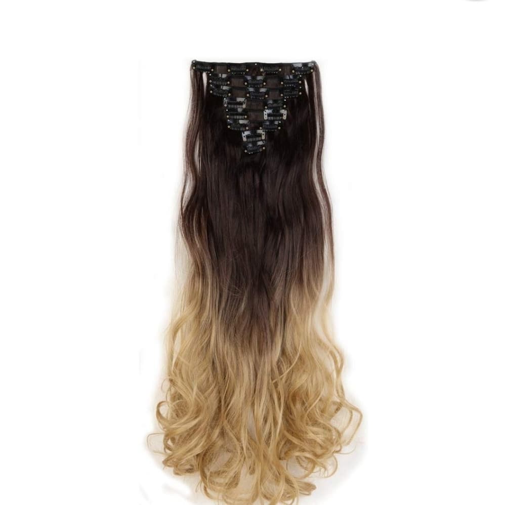 Dark Brown Ash Blonde Clip in Extension