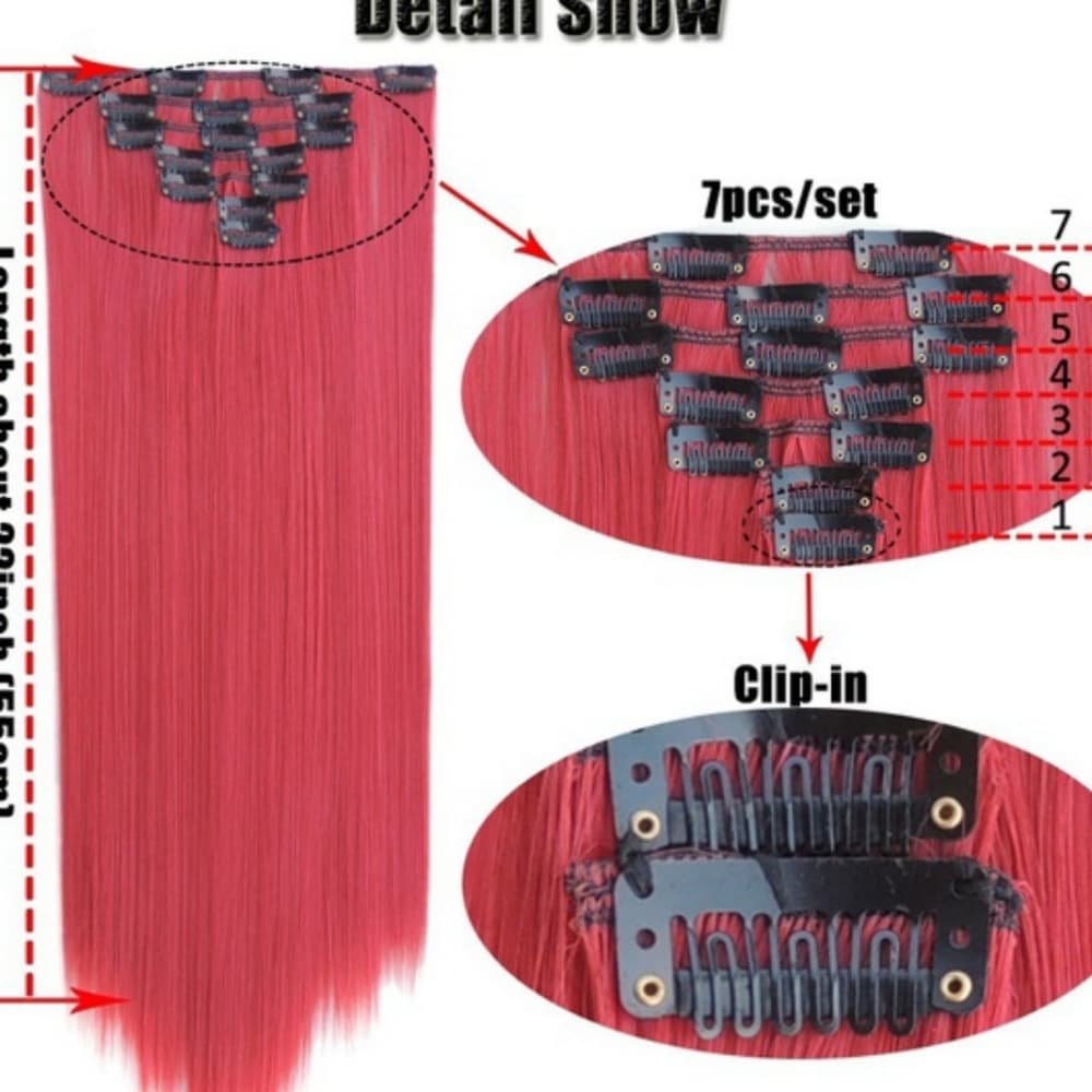 Dark Red Full Head Clip In Extension