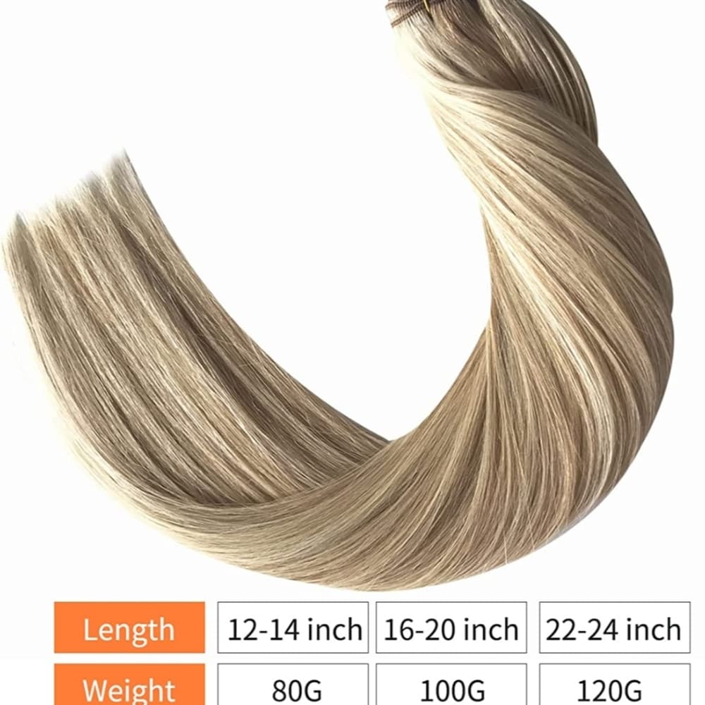 Blonde Human Highlights Clip in Extensions - Thumbnail 2