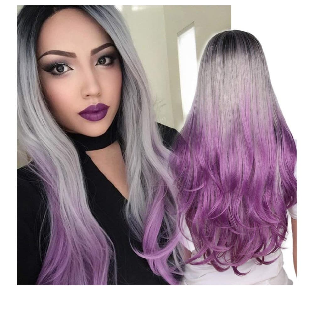 Ombre Purple Beauty Wavy Wig - Thumbnail 7