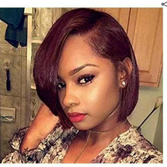 Dark Burgundy Lace Front Wig - Thumbnail 4