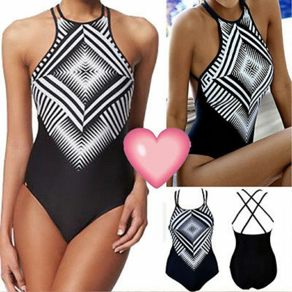 Floral Beautiful Monokini Swimsuit Swimwear - Thumbnail 3