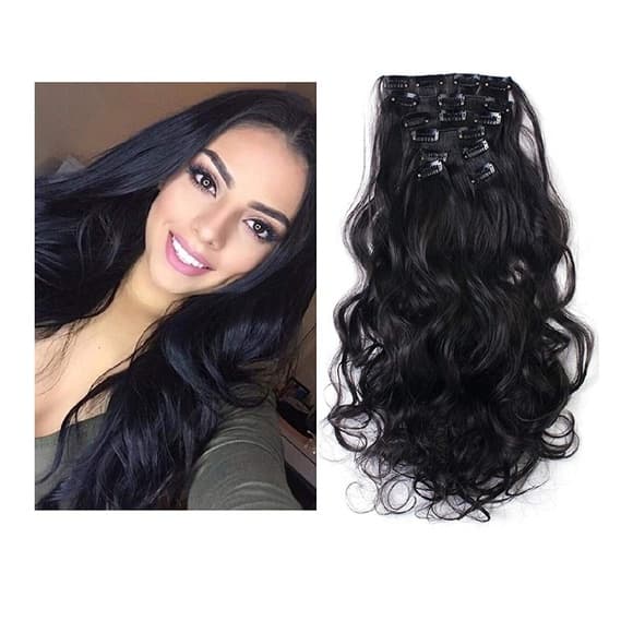 Black Full Head clip in Extension - Thumbnail 3