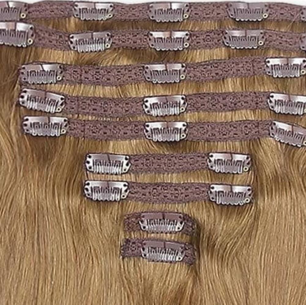 Light Light Brown Human Hair Clip in Extension - Thumbnail 2