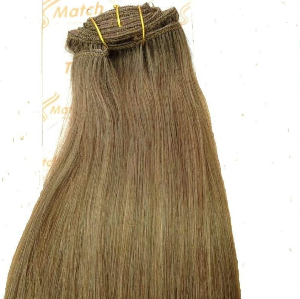 Light Light Brown Human Hair Clip in Extension - Thumbnail 6