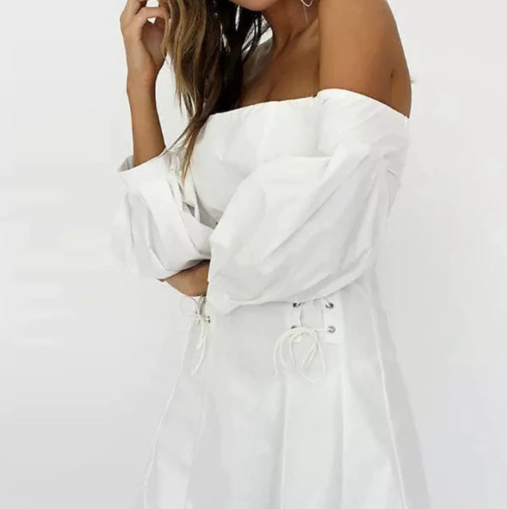 White Beauty Off Shoulder Dress - Thumbnail 2