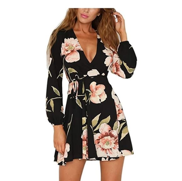 Black Flower Beauty Dress - Thumbnail 6