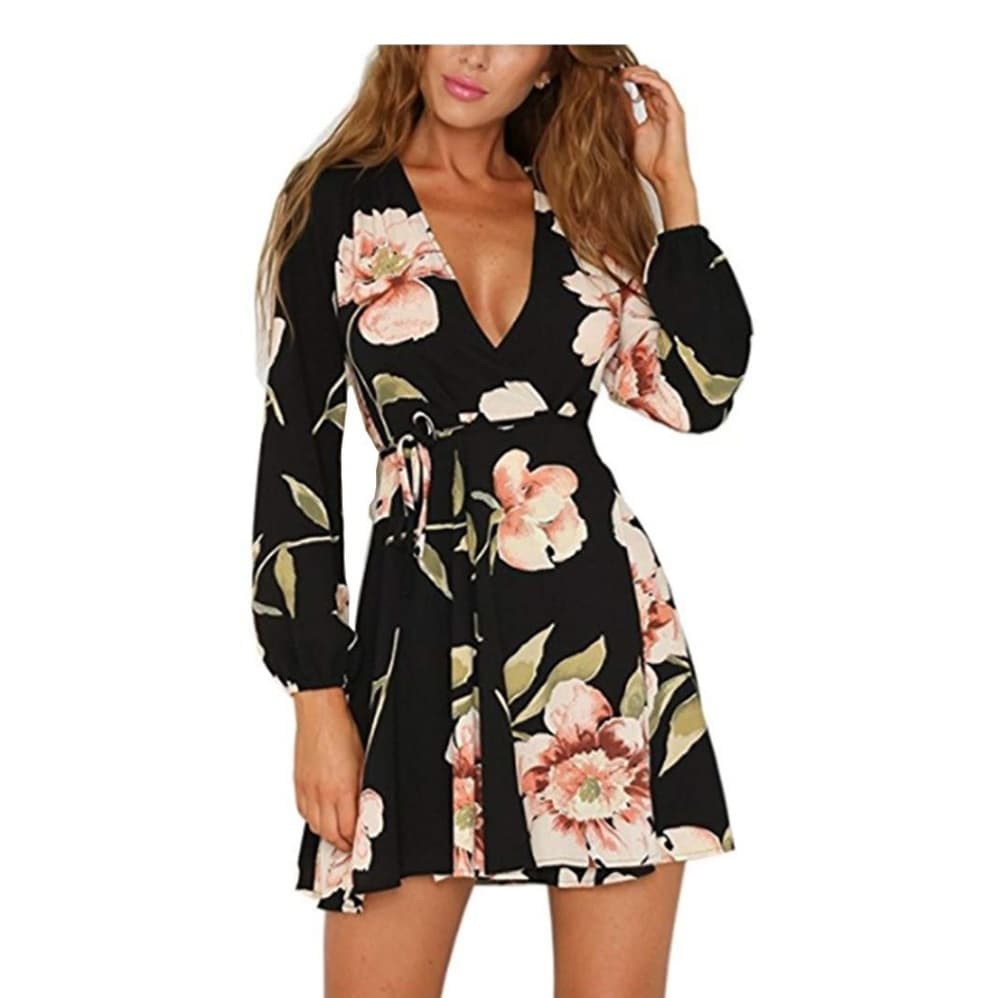 Black Flower Beauty Dress - Thumbnail 5