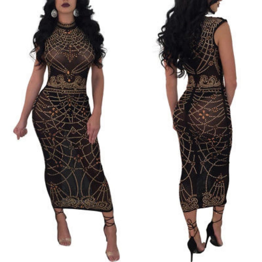Beautiful Black Gold Dress-Stunning - Thumbnail 5