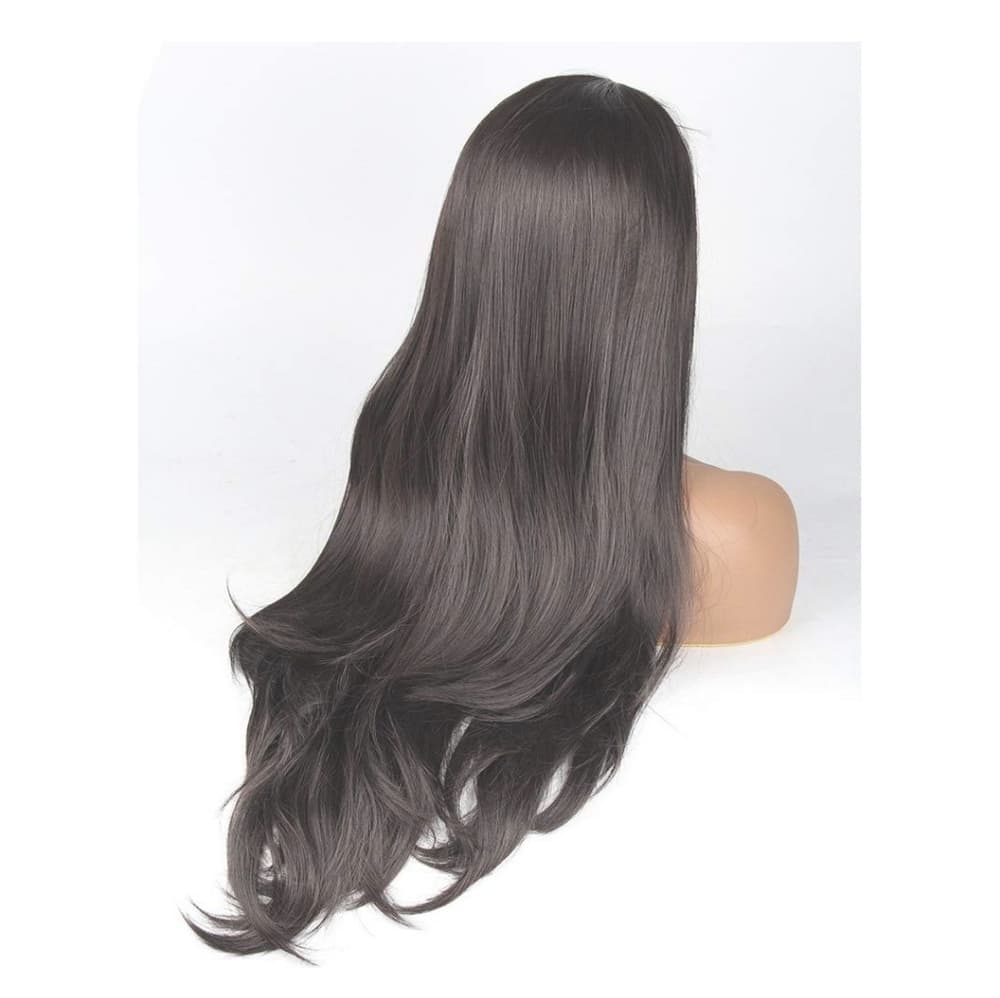 Dark Brown Straight Wavy Beauty Lace Front Wig - Thumbnail 3