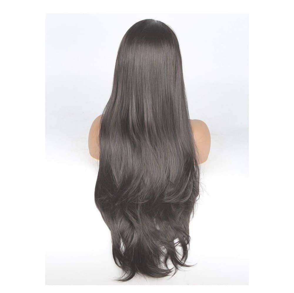 Dark Brown Straight Wavy Beauty Lace Front Wig - Thumbnail 5