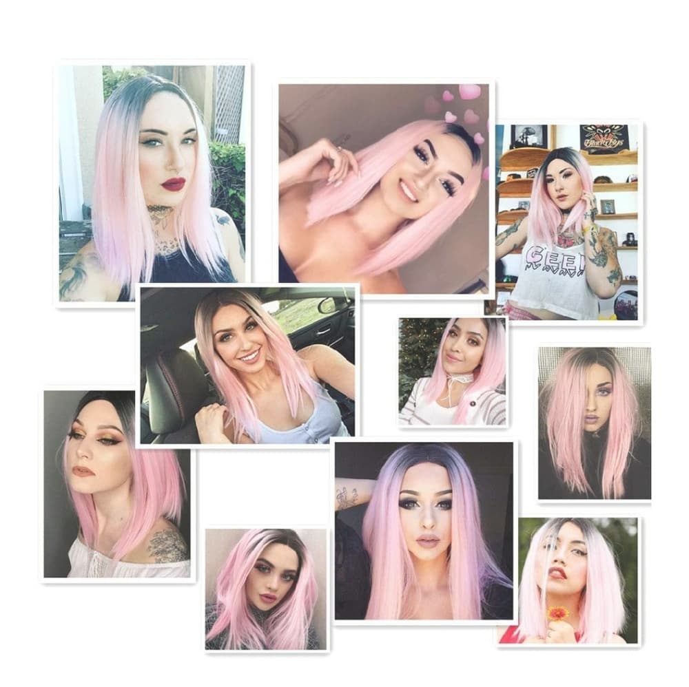 Ombre Pink Beauty Lace Front Wig - Thumbnail 2