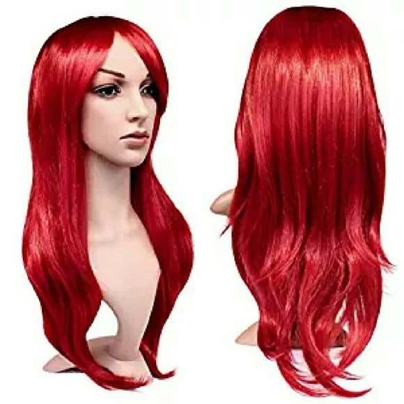 Red Synthetic Full Wig - Thumbnail 4