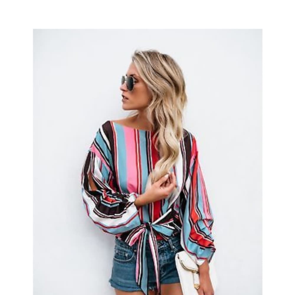 Beauty Colorful Striped Blouse - Thumbnail 3