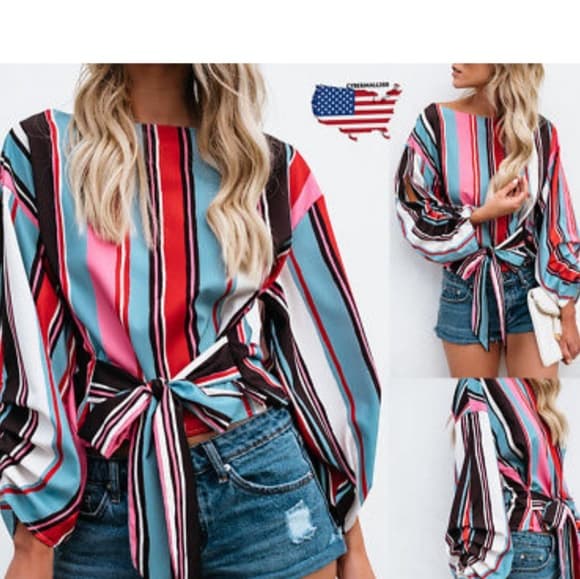 Beauty Colorful Striped Blouse - Thumbnail 9