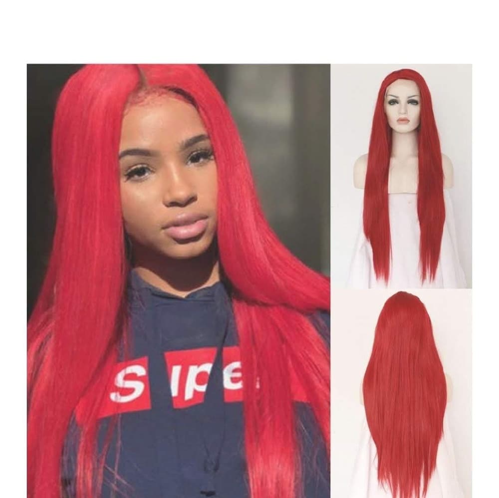 Red Beauty Lace Front Wig Human Hair Blend - Thumbnail 4