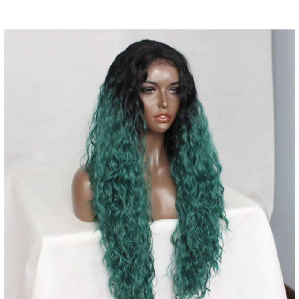 Black Green Lace Front Wig - Thumbnail 3