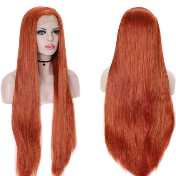 Copper Red Orange Lace Front Wig - Thumbnail 7