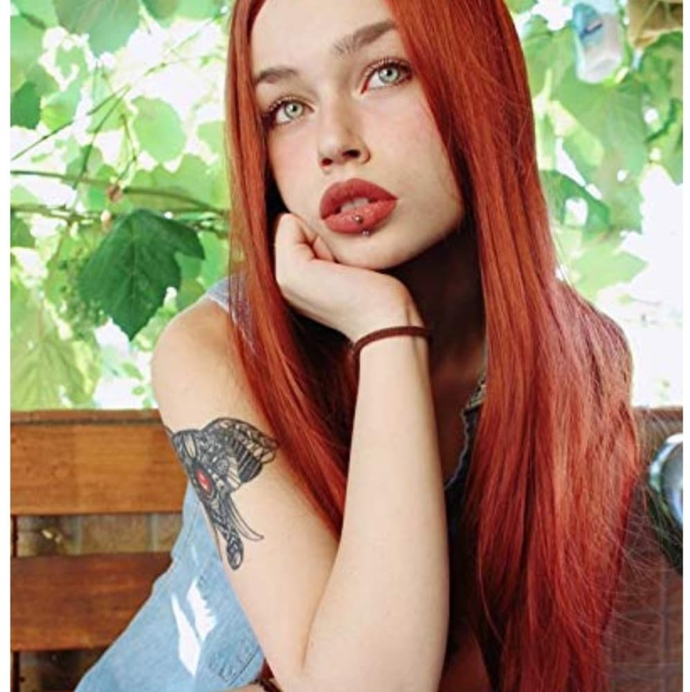 Copper Red Orange Lace Front Wig - Thumbnail 2