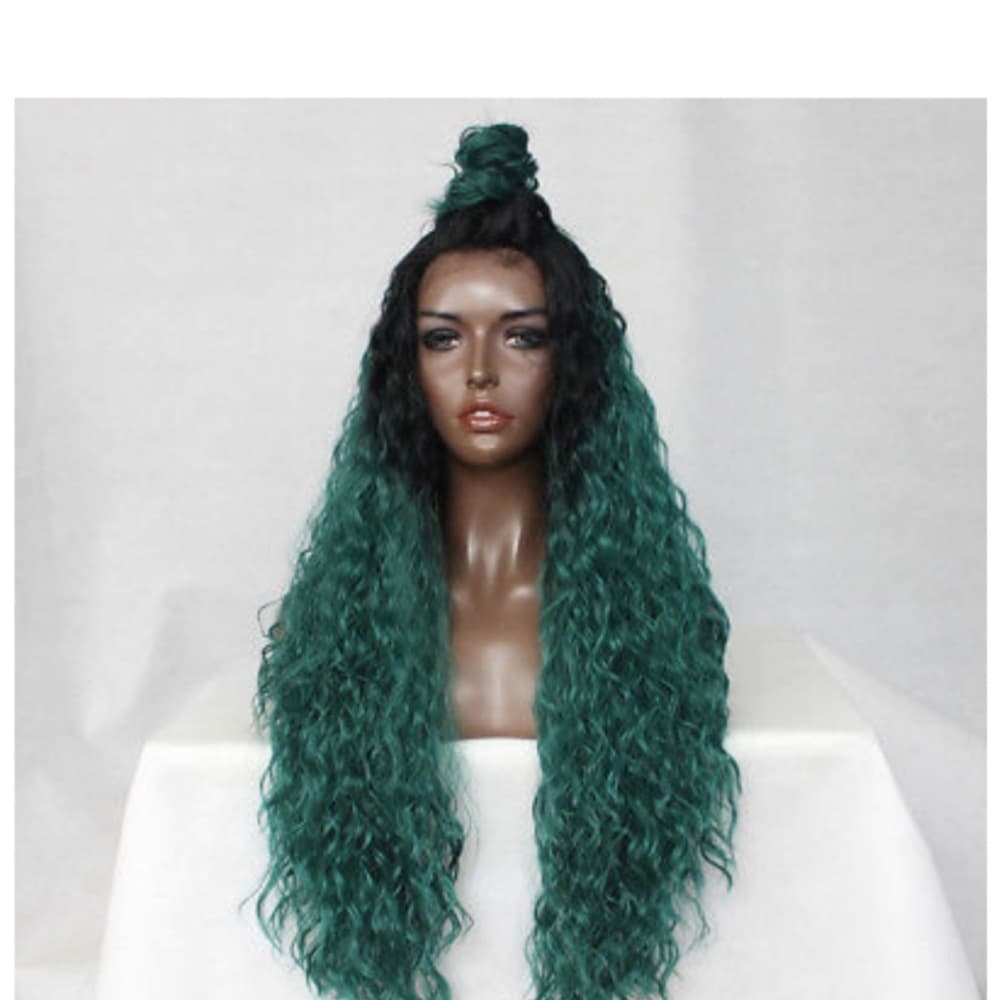 Black Green Lace Front Wig - Thumbnail 2