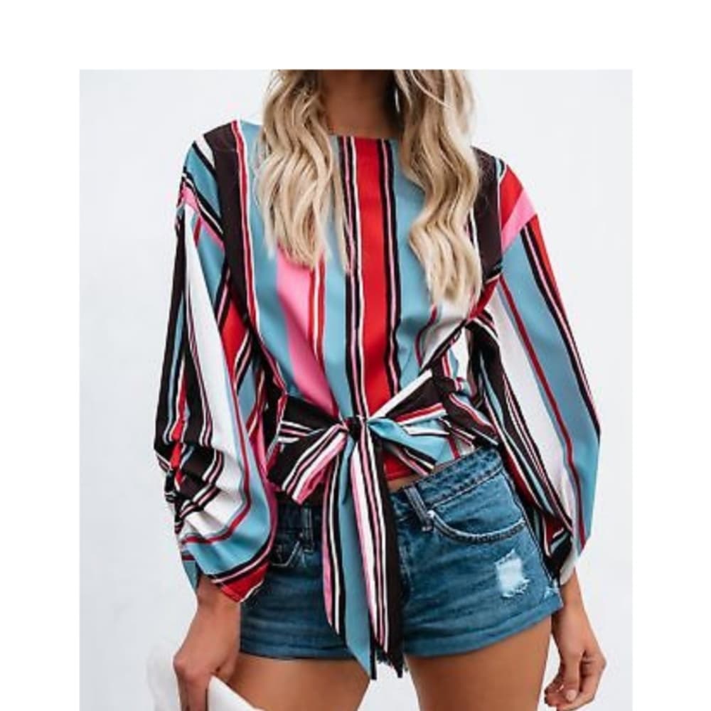 Beauty Colorful Striped Blouse - Thumbnail 4