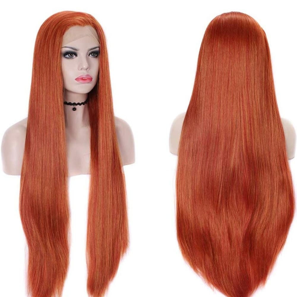 Copper Red Orange Lace Front Wig - Thumbnail 6