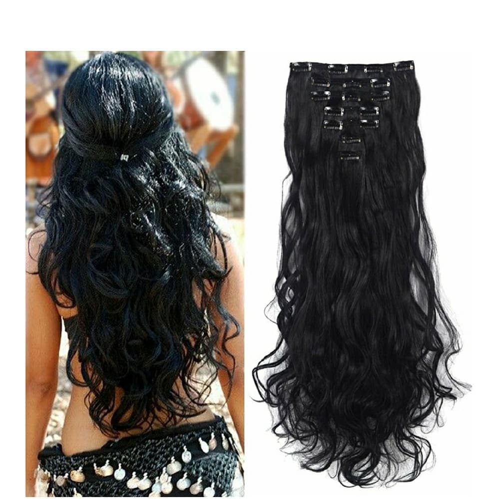 Black Wavy Full Head Clip in Extension - Thumbnail 2